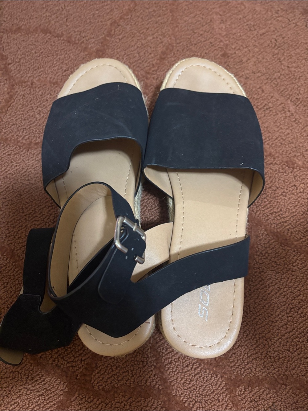 Soda Black Open-Toe Ankle Strap Sandals
